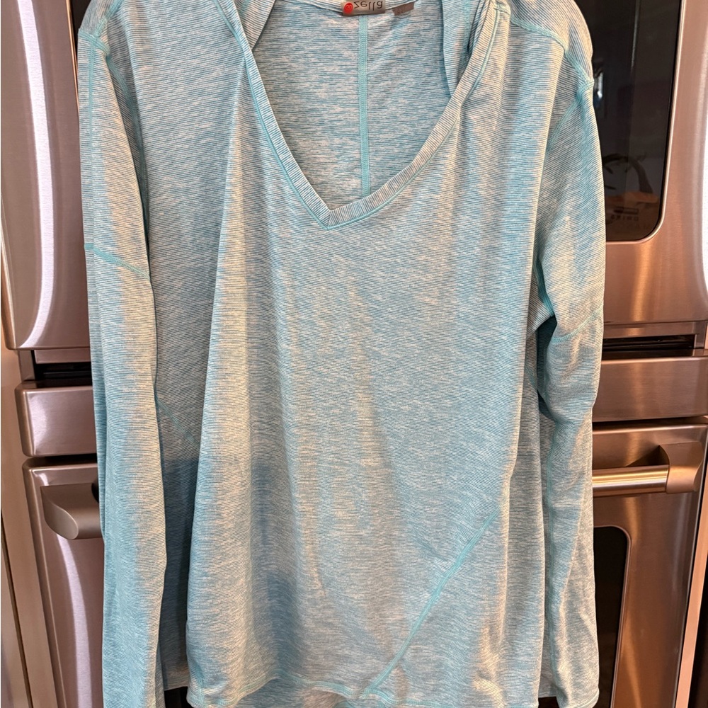 Zella Turquoise Heather V-Neck Hoodie size XL
